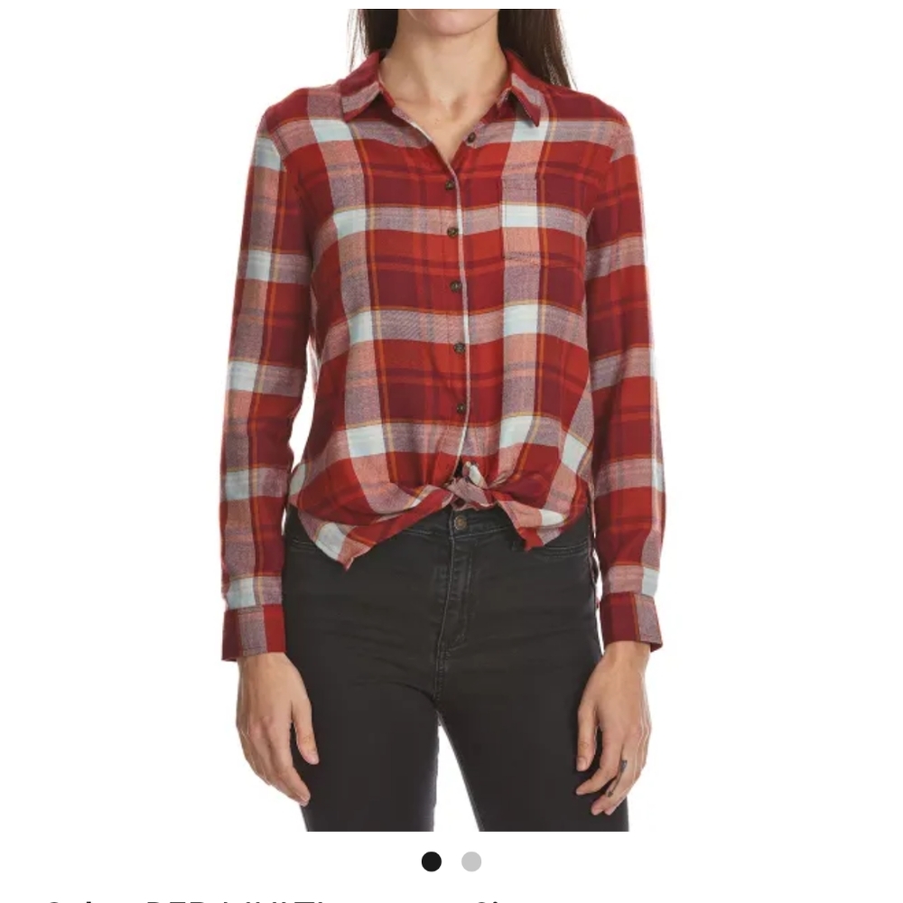 Nwt plaid flannel style tie front top by Pink Rose